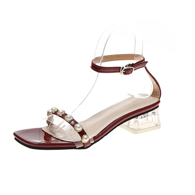 

Sandals with skirts water drills open toe fairies soft thick heels buttoned summer sandals