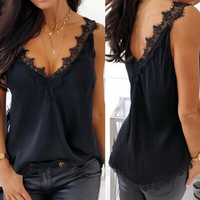 

Women Lace Strappy Sleeveless Camisole Vest Tank Top Silk Cami Satin Effect