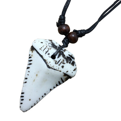 

1Pc New Arrival White Faux Bone Shark Tooth Teeth Pendant Necklace For Women Men Statement Jewelry Gifts