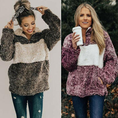 

Women Winter Warm Sweatshirts Loose Coat Jacket Pocket Long Sleeve Lady Outwear