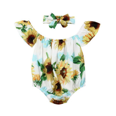 

US Newborn Infant Baby Girl Floral Clothes Off Shoulder Romper Jumpsuit Outfits