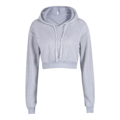 

Fashion Women Sweatshirt Hot Sale Hoodies Solid Crop Hoodie Long Sleeve Jumper Hooded Pullover Coat Casual Sweatshirt Top