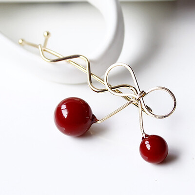 

1Pc Sweet Hair Clip Romantic Women Girls Cherry Shaped Bow Hairpin Elegant Twist Headdress Gifts Accessories
