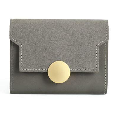 

Stylish Contrast Color Frosted Fold Short Wallets With Round Shining Snap Button For Women Multi-Card Holder Coin Purse