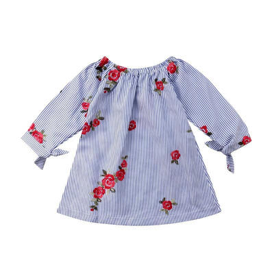 

Infant Baby Girl Off Shoulder Shirt Dress Kids Party Princess Casual Outfit Set