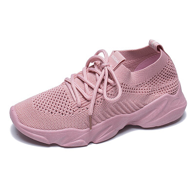 

Sports shoes women fly woven hollow mesh summer breathable Joker casual ladies light soft bottom fitness running shoes