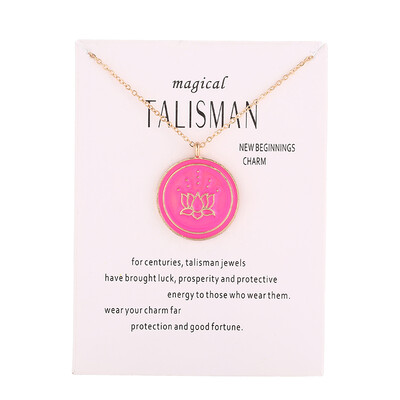 

Fashion Jewelry Magical Talisman Series Glaze Enamel Drop Lotus New Beginings Charm Pendant Necklace For Women