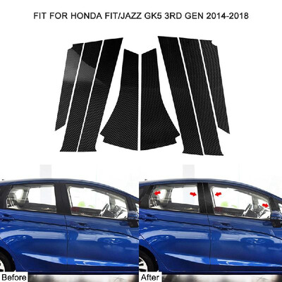 

Car Window B-column Sticker Vehicle B-pillar Carbon Fiber Cover Fit For Honda FitJazz GK5 3RD GEN 2014-2018 Car Window Styling 8p
