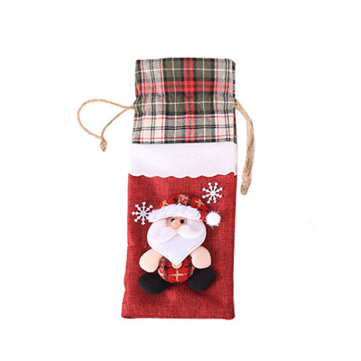 

Christmas Red Wine Bottle Cover Bags Dinner Table Home Party Decoration Suitable