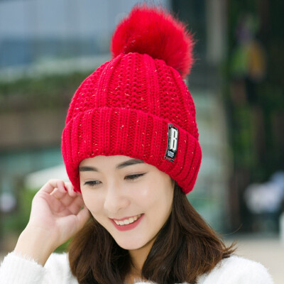 

Fashion Cotton B Letters Knitted Hat And Hat&Scarf Women Soft Winter Warm Beanies Caps Outdoor Sport Hats