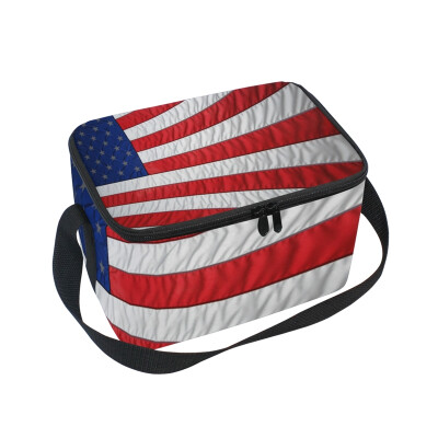 

ALAZA Insulated Lunch Box Stars Flag Pattern Lunch Bag for Men Women Portable Tote Bag Cooler Bag