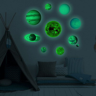 

Siaonvr Luminous Planets PVC Wall Stickers Glow In Dark Ten Planets Bedroom Wall Decal