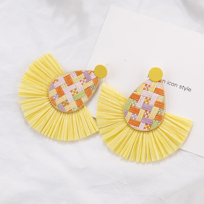 

Flashbuy Handmade Rattan Drop Earrings For Women Trendy Raffie Geometric Pendantes Rattan Earrings Boho Style Fashion Jewelry