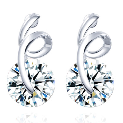 

Womens Jewelry Gift Gold-Color Zircon Crystal Ribbon Shape Earring Eardrop Ear Studs
