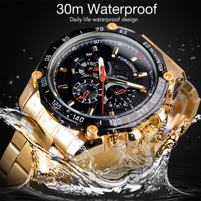 

Gobestart Waterproof Three Eye Six Needle Automatic Mechanical Mens Steel Belt Watch