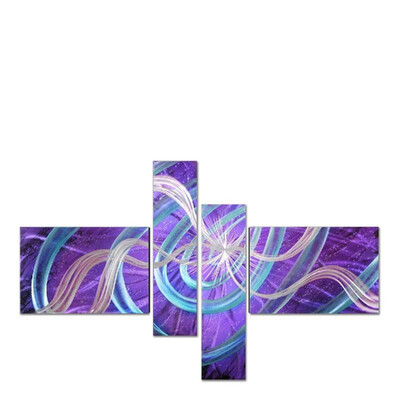 

Tooarts Aluminum 4-Panels Wall Sculptures Stars Abstract Etched Pattern Hanging Wall Decoration for Home Living Room 39"x24