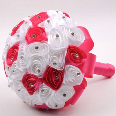 

Gobestart Crystal Roses Pearl Bridesmaid Wedding Bouquet Bridal Artificial Silk Flowers BU
