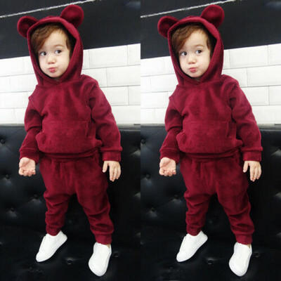 

UK Toddler Baby Boy Girl Hoodies Tracksuit Gym Outfits Top Pants 2Pcs Sports Set