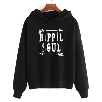 

Starmoon Women Casual Solid Letter Pattern Long Sleeve Hooded Pullover Sweatshirt