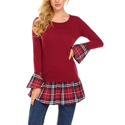 

Starmoon Women Casual Ruffle Hem Tunic Bell Sleeve Polka Dot Blouse Dressy Tops Shirts