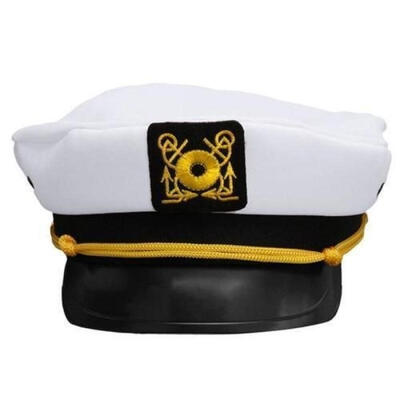 

Adult Yacht Boat Captain Hat Navy Cap Ship Sailor Costume Party Fancy Dress New