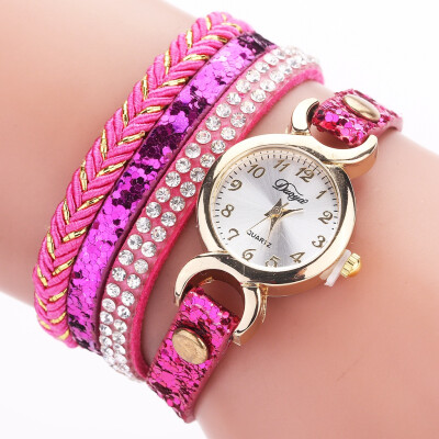 

Exquisite circle knitting bracelet watch Korean fashion casual small dial rhinestone female watch