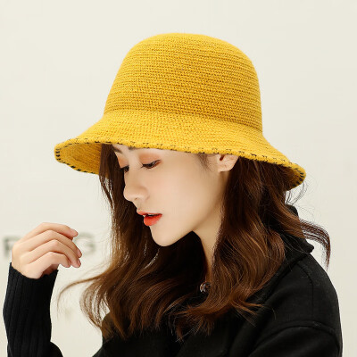 

Autumn&Winter New Korean Edition Leisure Chao Womens Knitted Wool Hat Pure Wool Heating Pot Cap Fishermans hat