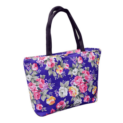 

Reusable Shopping Bag Eco Women Handbag Foldable Beach Bag Daily Use Shoulder Bag Flower Printed Casual Canvas Tote Satchel YJ