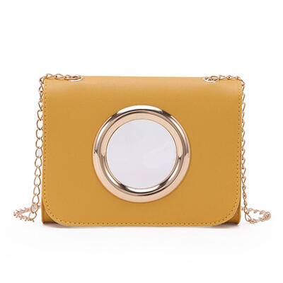 

Solid Color Clear Shoulder Handbags PU Leather Women Chain Crossbody Bags