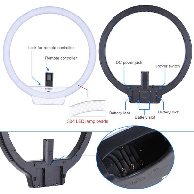

YONGNUO YN308 5500K Color Temperature Wireless Remote LED Ring Video Light Annular&Frameless Appearance Design Adjustable Brig