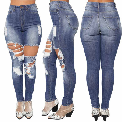 

Tailored Fashion Women Jeans Denim Hole Female High Waist Stretch Slim Sexy Pencil Pants