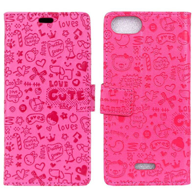 

MOONCASE Wiko Harry2 Little Witch Leather Case - Rose Red