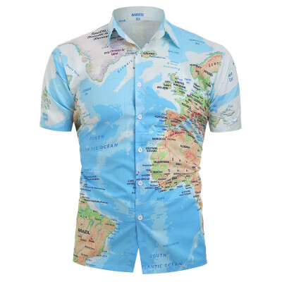 

World Map Pattern Button Down Shirt