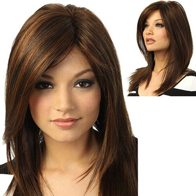 

〖Follure〗Brown Girl Natural Party Wig Long Full Straight Hair Fashion Synthetic Wig