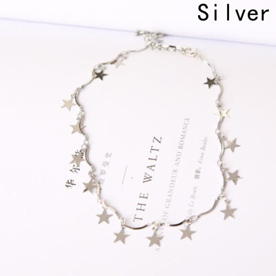 

Lady Woman Silver Gold Plated Star Necklace Choker Collar Chain Jewelry