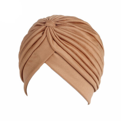 

Women Beanie Muslim Bonnet Indian Pleated Hat Elastic Islamic Chemo Cap Turban