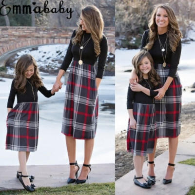 

Mommy&Me Outfits Mother Daughter Matching Girl Striped Dress Family Outfits