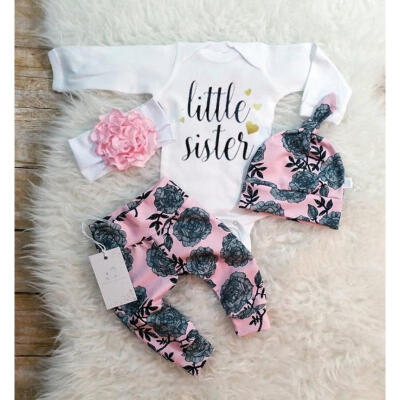 

Newborn Baby Girl Floral Clothes Romper Jumpsuit Bodysuit Long Pants Outfit Set