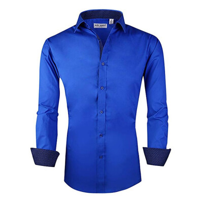 

Toponeto Men Ethnic Style Solid Color Slim Long Sleeve Shirt Dress Blouse Tops