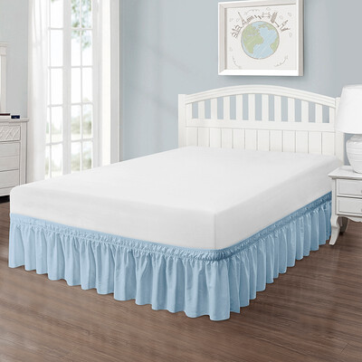 

SUPIN Three Fabric Wrap Around Bed Skirts Elastic Dust Ruffles Easy on Easy off Dust ruffled bed Skirts 14 inch Drop 77057705