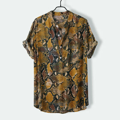 

Mens Casual Shirt Beach Snake Print Party Summer Holiday Fancy Short SleeveTops