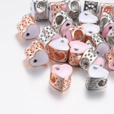 

Alloy Enamel European Beads Large Hole Beads Hollow Heart Mixed Color 10x10105x8mm Hole 5mm