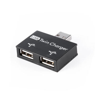 

USB20 Male to Twin Charger Dual 2 Port USB Splitter Hub Adapter Converter