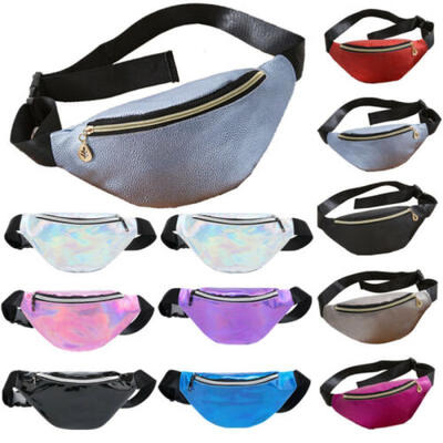 

Women Travel Waist Fanny Pack Money Belt Wallet Glitter Multicolor Bum Bag Pouch