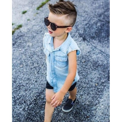 

Hot Fashion Summer Boy Sleeveless Jeans Shorts Two-piece