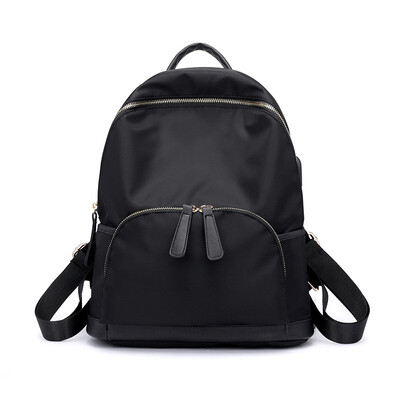 

Waterproof Nylon Women Black Laptop Backpacks USB Charge Shoulder Bags Daypacks