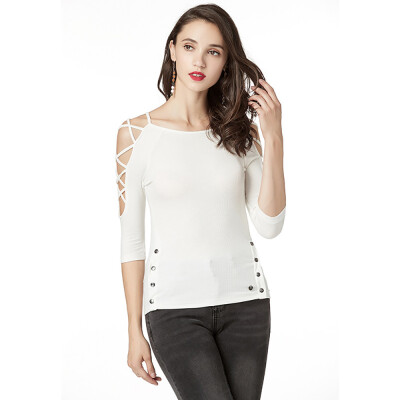 

Nomeni Autumn Women Tops Stretch And Slim With A Solid Color Base Sweater T shirt