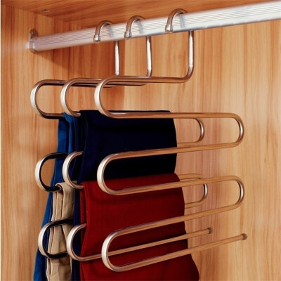 

Shape Multilayer Stainless Steel Magic Pants Hangers Space Savers Storage Rack for Hanging Jeans Scarf Tie