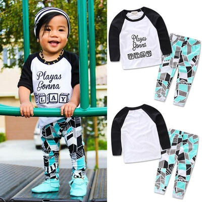 

2pcs Newborn Toddler Kids Baby Boys Girls Clothes Outfits T-shirt TopsPants Set