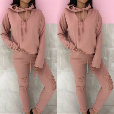 

2pcsset Women Casual Tracksuit Jogging Gym Sports Sweatshirt Tops Pants Suit